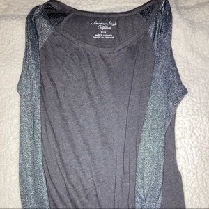 American eagle long sleeve grey sparkle sleeves